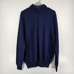 Collars & Co Men's Size Large Long Sleeve 1/4 Zip Navy Blue Sweater NWOT CC83